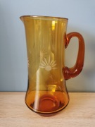 Dzbanek do napojów szklany PRL Laura Kwiaty Frezowany