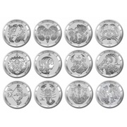 Zestaw srebrnych monet Tokelau w kasecie: Znaki Zodiaku, 12 x 1 oz, 2022