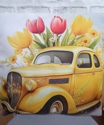 Piękna dekoracyjna poszewka na poduszkę z tulipanami 