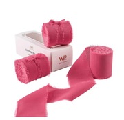 3x Wstążka Różowa Wstążki Z Szyfonu 5cm x 6,4 m