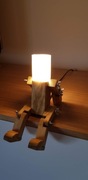 LAMPKA NOCNA FIGURKA DREWNIANA RĘKODZIEŁO