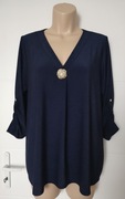 Brokatowa błyszcząca bluzka broszka włoska plus size xxxl 48 50 52