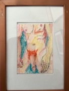 Akt męski, akwarela i wodna kredka