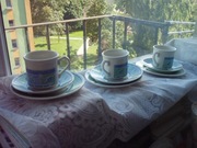 Angielskie filiżanki + talerzyk na ciasto 3 komplety