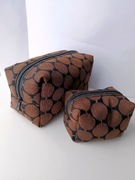 Kosmetyczka duża materiałowa brązowa zestaw handmade