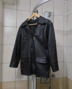 kurtka skórzana czarna vintage skóra elegancka Black L leather sport retro