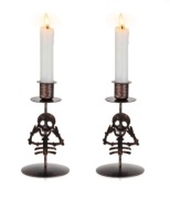 Świecznik czaszka kościotrup hallowen 2 szt metalowe