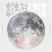 NAKLEJKA KSIĘŻYC Z BIAŁYMI I SZARYMI GWIAZDKAMI