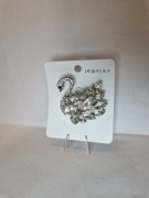 Broszka łabędź cyrkonie 