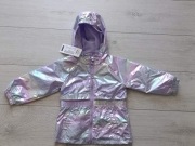 Nowa kurtka dziewczęca z kapturem fioletowa błyszcząca rozmiar 92