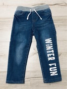 Jeansowe spodnie na polarze, rozm.98