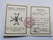 Legitymacja odznaki pamiątkowej Artylerii Konnej