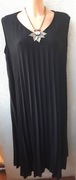 Włoska Duża Czarna Sukienka Plisowana Duży Rozmiar 2XL/3XL