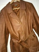 KURTKA SKÓRA NATURAL PASEK RĘKAWICZKI RUDY BRĄZ Rozm: L