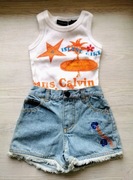 Komplet top spodenki dziewczęce Calvin Klein Jeans oryginalne haft nowe