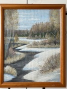 STARY OBRAZ PEJZAŻ w drewnianej ramie