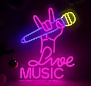 NEON LIVE MUSIC BAR KARAOKE STUDIO MUZYCZNE LAMPKA LED USB NA ŻYWO KONCERT