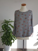 Bluzka wiskoza rękaw 3/4 edc M 38 w paski kwiaty róże prążek