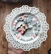 Broszka zawieszka do smoczka imieniem minnie myszka Miki tasiemka smoczek