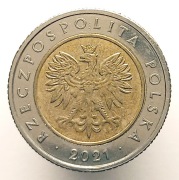 5 ZŁOTYCH 2021 [nr 103] MONETA > DESTRUKT > SŁABO WYBITY ORZEŁ