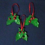 Ozdoby świąteczne liście ostrokrzewu 3 sztuki (ręcznie wykonane)