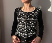 Zimowy kardigan sweterek sweter norweskie wzory świąteczny XS S M r