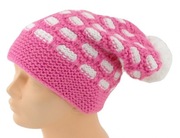 Czapka zimowa Akaz model 483 - różowo-biała