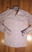 Koszula Eterna r. 38 slim fit biało-bordowa dł rękaw w kratkę bawełna 