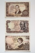 Hiszpania 100 peseta 1953 P.145 + 1965 P.150 + 1970 P.152 Zestaw 3 sztuki 