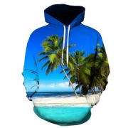 bluza z kapturem 3d trójwymiarowa nadruk plaża palmy