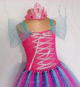 Sukienka księżniczka korona strój przebranie bal długa tiulowa błyszcząca