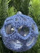 Bombka szydełkowa - rękodzieło-niebieski