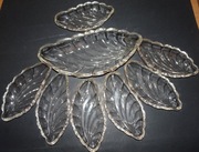 Ząbkowice śledziówki 7 szt + salaterka nr kat. 229, szkło Prl, vintage