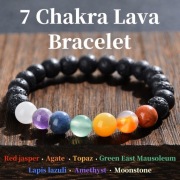 Bransoletka 7 Czakr z Lawy Wulkanicznej – Dyfuzor Olejków (8 mm)