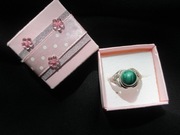 VINTAGE STARY PIERŚCIONEK Z MALACHITOWYM  OCZKIEM SREBRO 925 2,0g