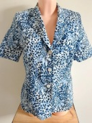 Marynarka, elegancka, krótki rękawe z kieszeniami, pantera, błękitna