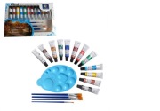 farby akrylowe 12 kolorów 12ml + 4 pędzle + paleta malarska zestaw