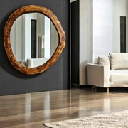 duże lustro do salonu przedpokoju ozdobne drewniane