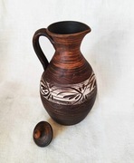 dzbanek 2l z pokrywą z czerwonej gliny ręcznie wykonany na wodę