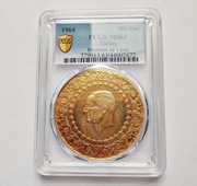 TURCJA - 500 KURUS 1964 PCGS MS63