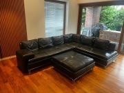 Kanapa czarna skórzana L duża 3m x 2,3m