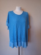 Bawełniano- wiskozowa niebieska włoska bluzka r.50/52 koronka