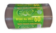 Worki 60 litrów brązowe, LDPE, 50 sztuk na rolce