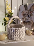 Koszyczek wielkanocny szydełkowy beżowy dla dziecka nowy rękodzieło