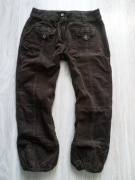 SPODNIE BRĄZ SZTRUKS 3/4 S/M 36/38 CAMAIEU