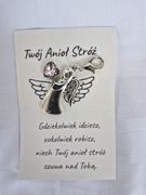 Anioł Stróż – zawieszka / brelok z różowym sercem, prezent