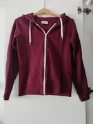 Bordowa bluza na zamek z kapturem Zalando S