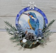 Stroik Boże Narodzenie na pniu bombka stojąca drewno