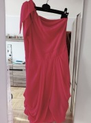 Sukienka grecka tulipan na jedno ramię fuksja 