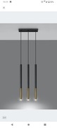 Nowa lampa wisząca czarna złota, trzy tuby/rurki